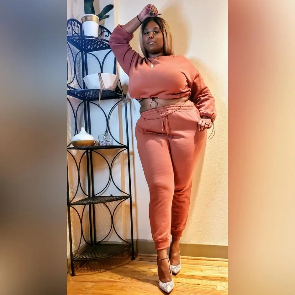 Rust 2pc Jogger Set w/ Crop Top - Picture 2 of 8